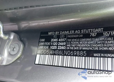 2020 Mercedes-Benz Cla 250 4Matic из США, поврежденный, VIN WDD5J4HB6LN069885